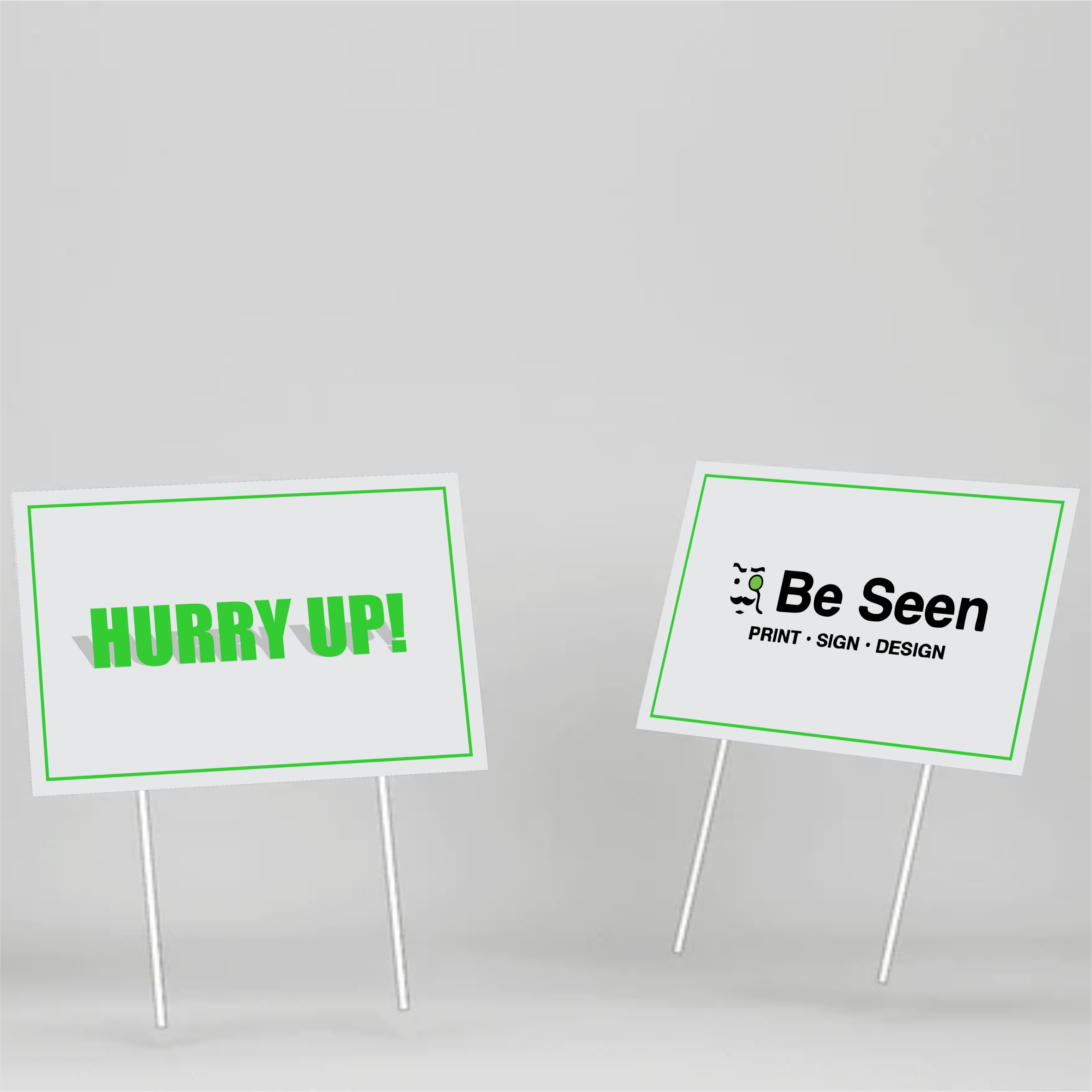 Double-sided yard signs for maximum visibility and impact